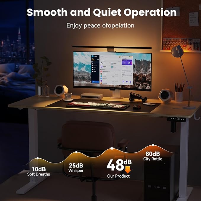 40x24 Inches Height Adjustable Electric Standing Desk with 2 Hooks for Home Office, Ergonomic Sit Stand up Desk with Splice Board, Oak
