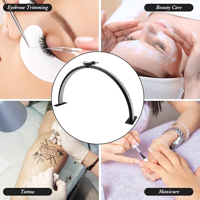 Half-Moon Nail Desk Lamp, Upgrade 30 Inches Lash Light for Eyelash Extensions, 3400 Lumen Led Light for Nails,Tattoo Artists, Adjustable Brightness Warm, Soft, Cool (Black)