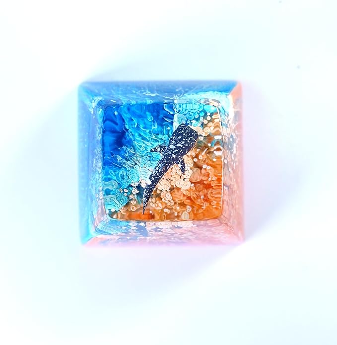 Whale Shark Keycap Ocean Sunset Artisan Keycap R1 SA Profile Custom Sea Creatures Keycaps 1U ESC Handmade Gaming Resin Key Cap Cherry MX Switch Compatible Mechanical Keyboard Sea Lover Gift