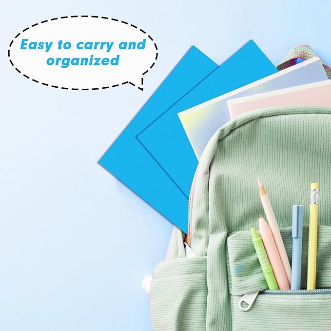 Two Pocket Folders, RAZCC 50 Pack 2Pocket Folders Fit Letter Size Paper, Paper Folders with Pockets for School Office Business Home, Blue, Cyan