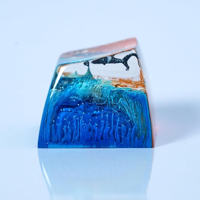 Whale Shark Keycap Ocean Sunset Artisan Keycap R1 SA Profile Custom Sea Creatures Keycaps 1U ESC Handmade Gaming Resin Key Cap Cherry MX Switch Compatible Mechanical Keyboard Sea Lover Gift