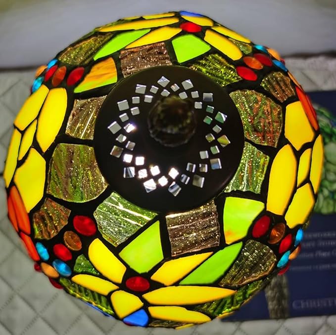 Tiffany Lamp Rose Flower Stained Glass Table Lamp for Bedroom,3 Color-Temperatures Nightstand Bedside Home Office Desk Lamp Accent Table lamp for Living Room Hotel, 8X8X14 Inch
