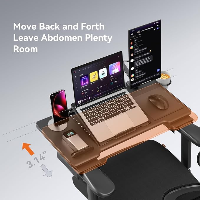 Newtral Home Office Laptop Desk for Armchairs, Adjustable Laptop Table Tray for Working, Gaming, Reading, Writing, and Eating (Black, Enhanced)