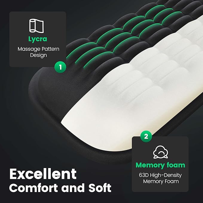 Mekass TKL Keyboard Wrist Rest, Super Soft Memory Foam Ergonomic Computer Wrist Support Pad, Comfortable Desk Wrist Cushion, Laptop Keyboard Hand Rest for Wrists Pain Office Gaming Typing (Light Grey)