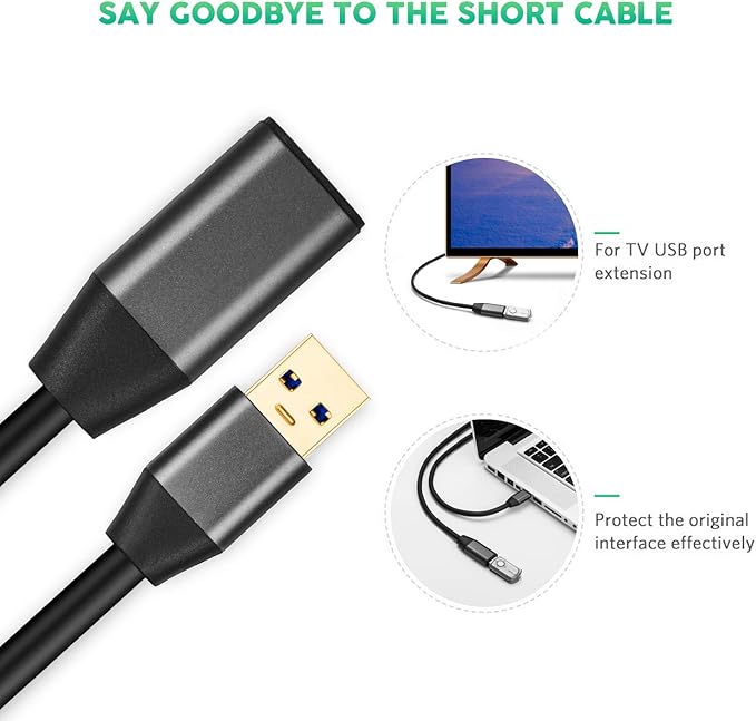 XXONE USB 3.0 Extension Cable 20ft, Aluminum Alloy USB Cable SuperSpeed USB 3.0 Type A Male to Female Extension Cord for Printer,PlayStation, Xbox,USB Flash Drive,Card Reader, Hard Drive, Keyboard