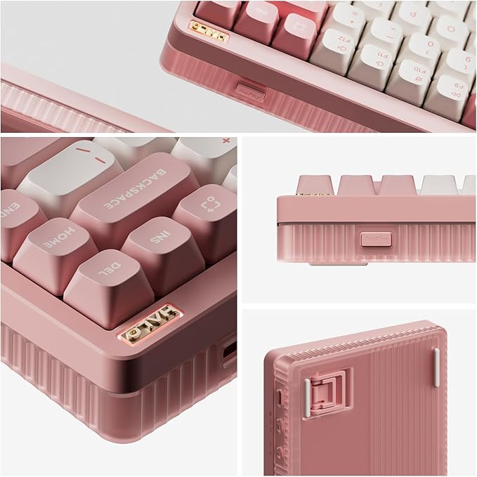 nuphy Halo75 V2 Mechancial Gaming Kyeboard,75% Wireless Hot Swappable Bluetooth Keyboard,83 Kyes RGB Backlit Keyboard,Support Bluetooth/2.4GHz/USB-C-Pink Mint Switch