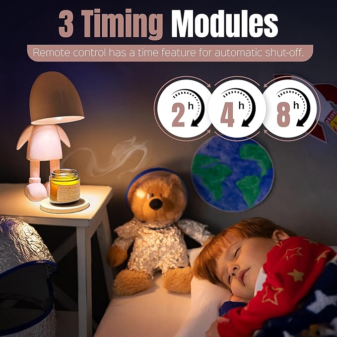 XoooX Pink Robot Candle Warmer Lamp with Timer - Adult, Kids and Boys Office Desk and Bedroom Decor Lamp; Gaming Room Decor Aesthetic; Fun Man Cave Cool Stuff; Robot Scented Candle Melter Diffuser