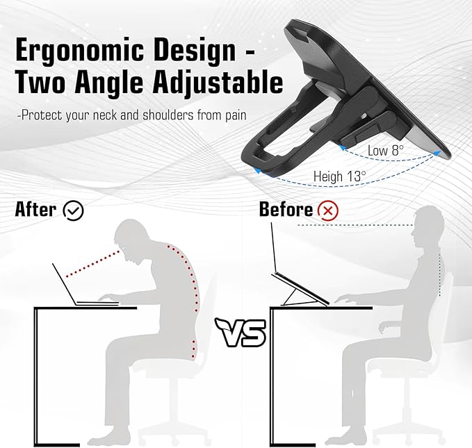 2 PCS Large Size Zinc Alloy Mini Foldable Laptop Stand for Desk, Portable Computer Keyboard Riser with 2 Adjustable Angles, Self-Adhesive Invisible Laptop Riser, Mini Metal Laptops Feet Lifter