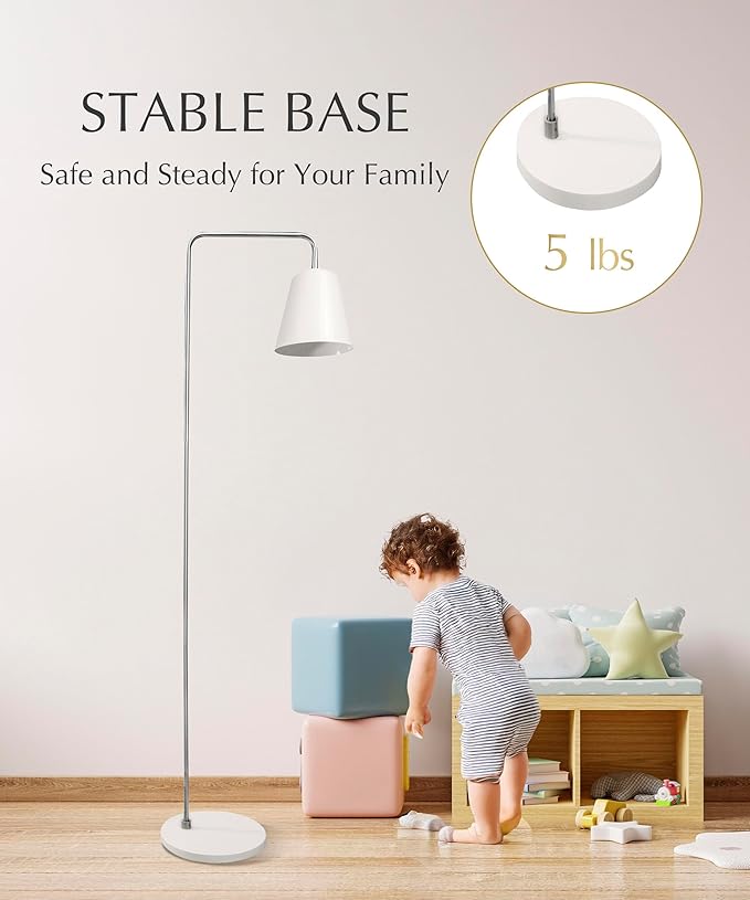 HarvestLand Steady Brushed Nickel Floor Reading lamp – Adjustable Standing Lamp with Solid Base, Reading Lamps Floor Standing, Grey Reading Floor Lamp for Living Room or Over Chair Use