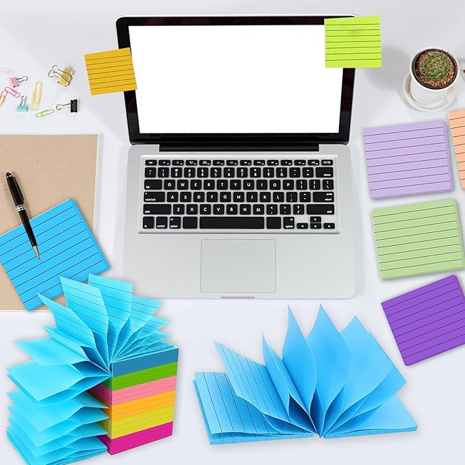 15 Pads Pop Up Sticky Notes,15 Bright Colors Self-Stick Notes Pads with Lines,1500 Sheet Lined Sticky Notes 3x3 Inch Pop up Refills,Clean Removal,Assorted Pastel Colors,100 Sheets/Pad