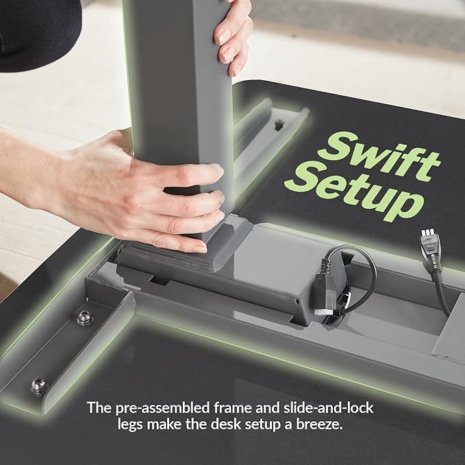 Vari ComfortEdge 48x30 Inch Electric Standing Desk – Height Adjustable Sit Stand VariDesk with Memory Presets, Sloped Edge, 220 LB Capacity + Tool-Free Assembly (Black)