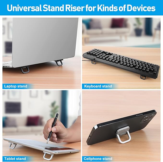 Mini Laptop Stand, Portable Laptop Stand, Foldable & Lightweight Ergonomic Riser with Ventilated Cooling, Sleek Computer Notebook Holder Fits Keyboards &10-17.3 Inch Laptops, Silver