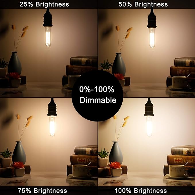 LiteHistory Dimmable E26 Edison Bulb 6W Equal 60 watt Light Bulb AC120V Warm White 2700K Edison Light Bulbs 60 Watt 600LM Tubular T10 led Bulb for Rustic Pendant,Chandeliers,Wall sconces,Vanity 6Pack