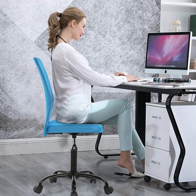 BestOffice Ergonomic Office Chair Desk Chair Mesh Computer Chair Armless Back Support Modern Executive Rolling Swivel Chair with Lumbar Support(Blue)