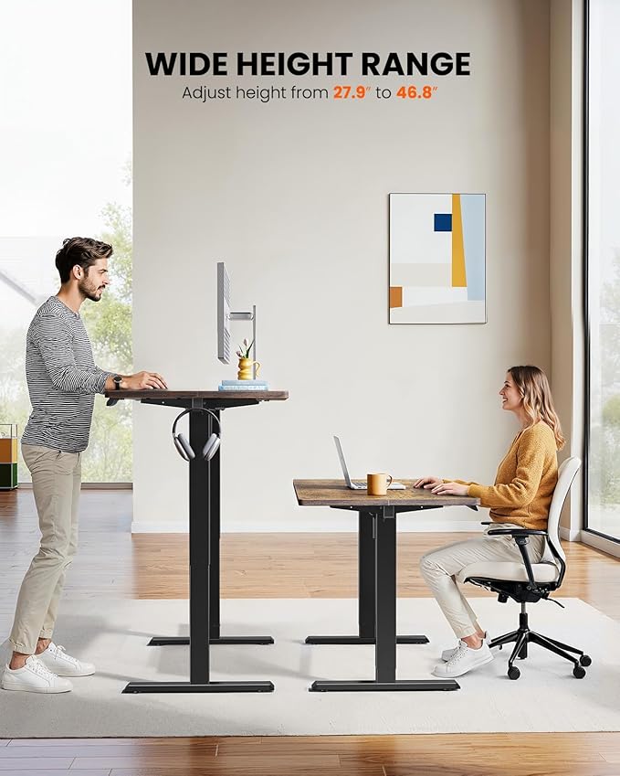ErGear Electric Standing Desk, 55 x 27.5 inches, Height Adjustable Computer Desk with Memory Smart Panel, Vintage Brown