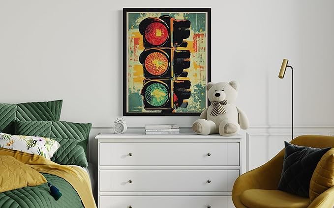Traffic Light Pop Art Poster Print, Vintage Retro Wall Art Decor Paintings Classic Artwork for Bedroom Living Room Decorations. 43 (Traffic Light, 16 x 20 inches, Unframed)