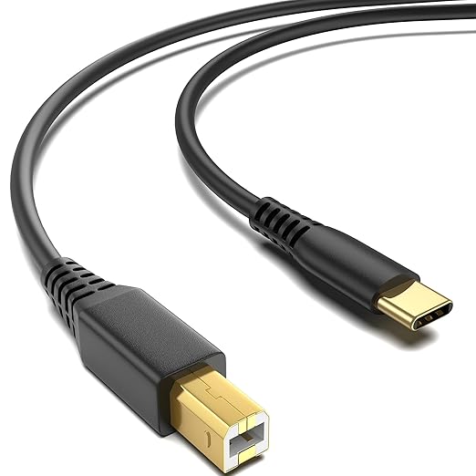 ULIFTUS USB-B to USB-C Printer Cable, 6.6FT Gold-Plated USB Type B to Type C Cord for MacBook Pro/Air HP, USB C MIDI Cable for Yamaha Piano, DJ Controller, Keyboard, Printer