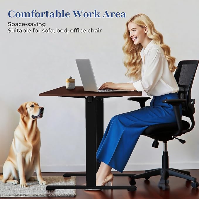 NSY Audio Electric Standing Desk 55x24 Inches - Height Adjustable, Whisper Quiet Motor, Walnut Top & Black Frame for Home Office Gaming, Focused Work, Black