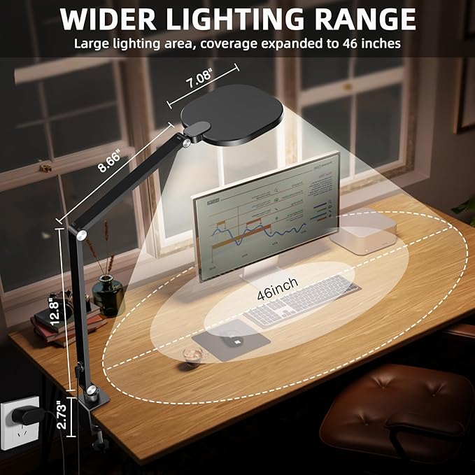 Video Conference Lighting for Computer, Dimmable Light for Video Recording, Meeting, Laptop & Webcam, 15W Ring Light for Desk with C- Clamp, Swing Arm, Remote, Memory & Timer CRI >95