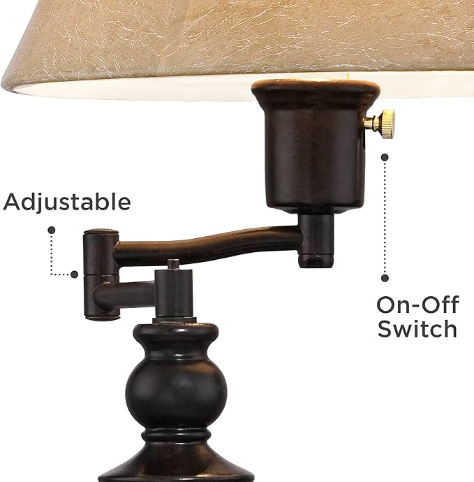 Regency Hill Corey 21 3/4" High Small Farmhouse Rustic Traditional Desk Lamps Set of 2 USB Port with Socket Swing Arm Brown Bronze Finish Metal Shade Home Office Living Room Charging Bedroom Bedside