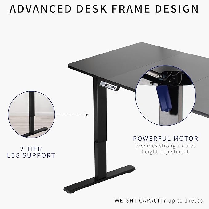 VIVO Electric 60 x 30 in Rustic Standing Desk, Memory Height Adjustment, 1B Series, Vintage Brown Top Gray Frame, DESK-KIT-1G6N-30