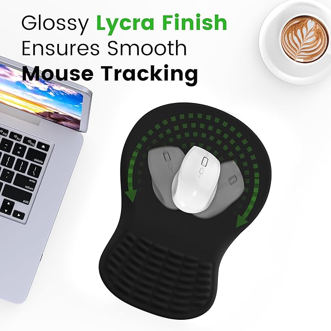 MEKASS Ergonomic Mouse Pad with Wrist Rest, Memory Foam Wrist Support for Carpal Tunnel Pain Relief, Non-Slip PU Base, Comfortable Mousepad for Office Home (Black)