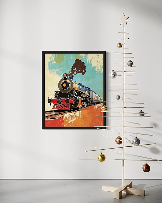 Train Pop Art Poster Print, Vintage Retro Wall Art Decor Paintings Classic Artwork for Bedroom Living Room Decorations. 43 (Train, 8 x 10 inches, Unframed)