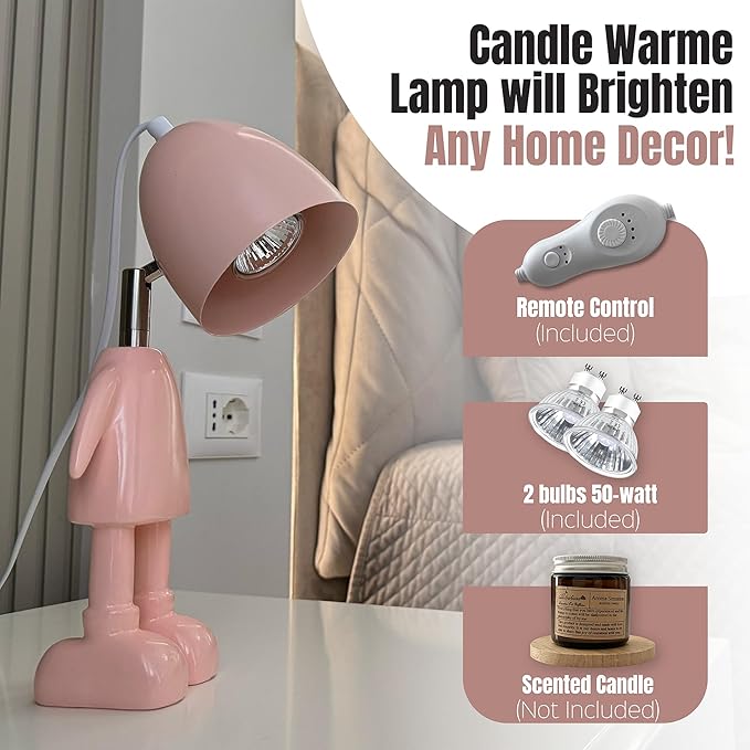 XoooX Pink Robot Candle Warmer Lamp with Timer - Adult, Kids and Boys Office Desk and Bedroom Decor Lamp; Gaming Room Decor Aesthetic; Fun Man Cave Cool Stuff; Robot Scented Candle Melter Diffuser