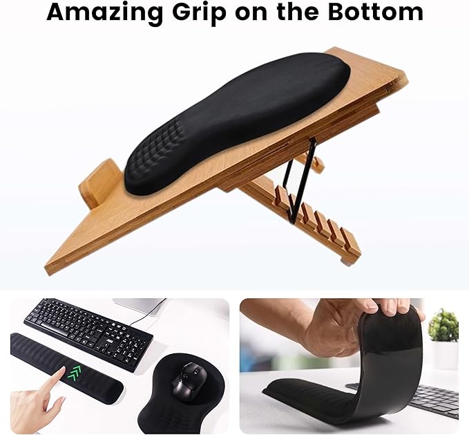 MEKASS Ergonomic Mouse Pad and Keyboard Wrist Rest Set, Super Soft Memory Foam Desk Wrist Support for Computer Keyboard, Non-Slip Arm Palm Rests Cushion for Typing Gaming Office(Green Floral Pattern)