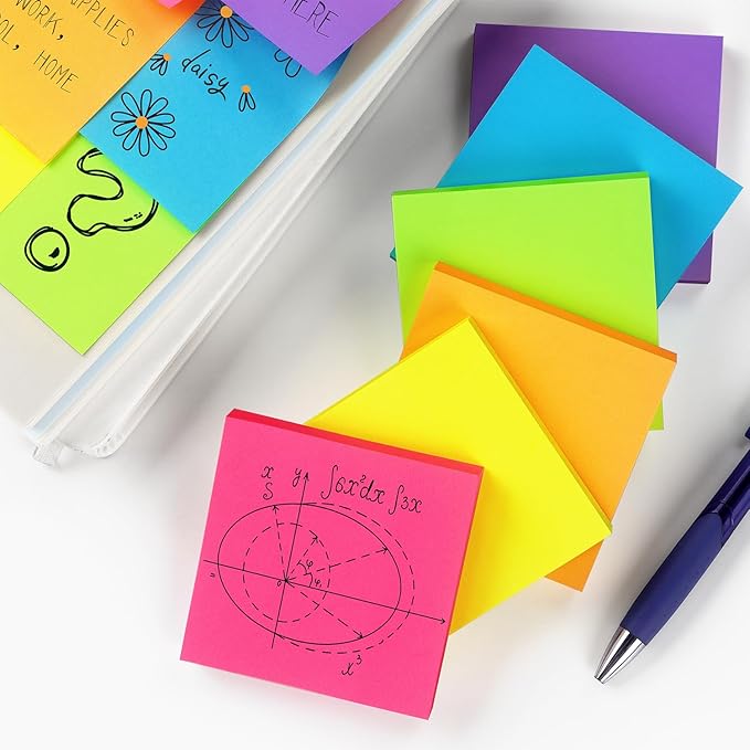 Winner Aura Pop Up Sticky Notes 3x3 inch Bright Colors Self-Stick Pads 12 Pack 1200 Sheets