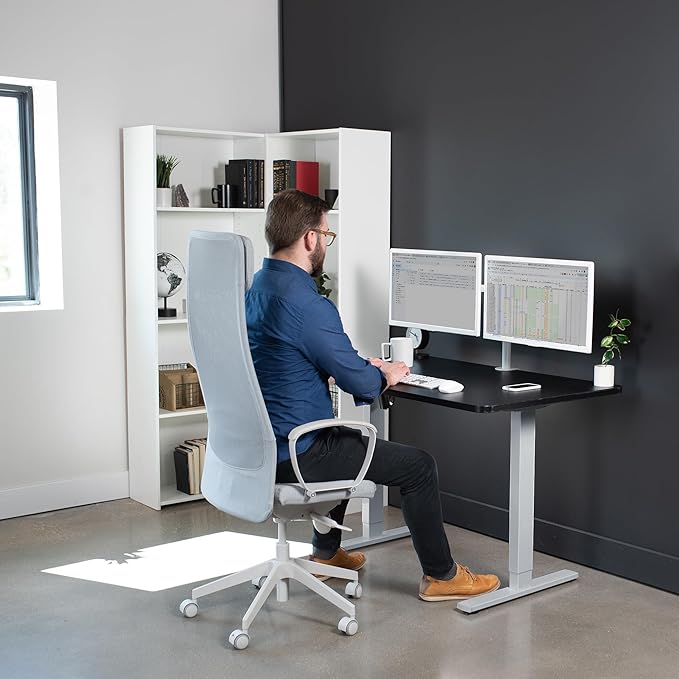 VIVO Electric 48 x 30 in Standing Desk, Memory Height Adjustment, 1B Series, One-Piece Black Top, Gray Frame, DESK-KIT-1G5B
