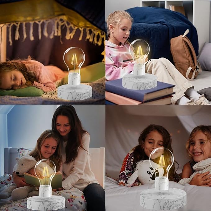 Magnetic Levitating Light Bulb Lamp, 360 Degree Rotating Floating Bulb Desk Lamp, Magnetic Levitation Bulb Night Lights, Cool Gifts, Room Office Decorative Lamp (White)