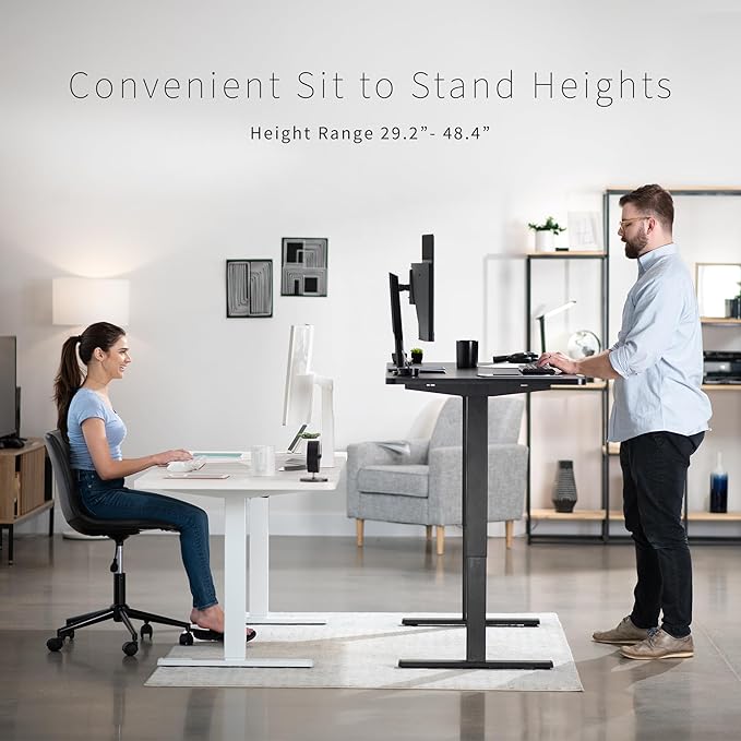 VIVO Electric 60 x 30 in Rustic Standing Desk, Memory Height Adjustment, 1B Series, Vintage Brown Top Black Frame, DESK-KIT-1B6N-30