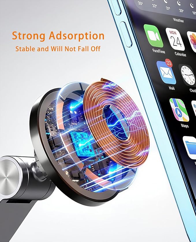 Magnetic Tablet Stand for Desk Aluminum Alloy Phone iPad Desk Holder Overhead Arm Mount with 360°Rotate Base for Magsafe/iPhone/Android/iPad (Magnetic Silver)