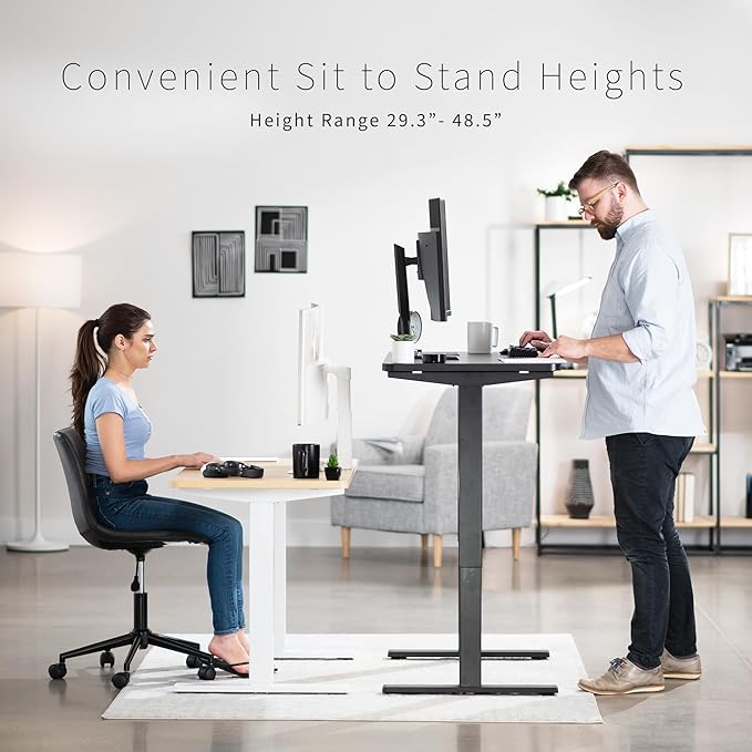 VIVO Electric 43 x 24 in Standing Desk, Memory Height Adjustment, 1B Series, One-Piece Dark Gray Top, White Frame, DESK-KIT-1W4G