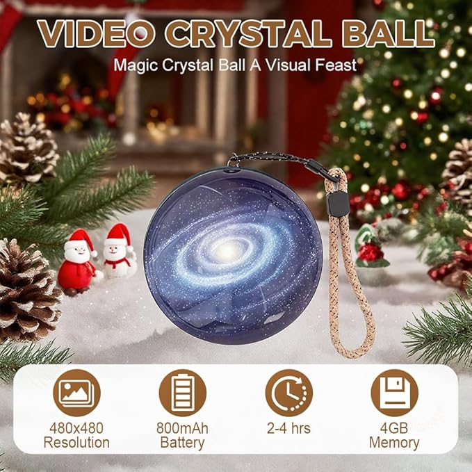 Memory Sphere Lamp, 2026 New 2.7" Crystal Ball Video Player Memory Orb Lamp, Personalized Uploadable Videos & Photos Video Gift for Couples Anniversary Birthday Christmas Gifts (White)