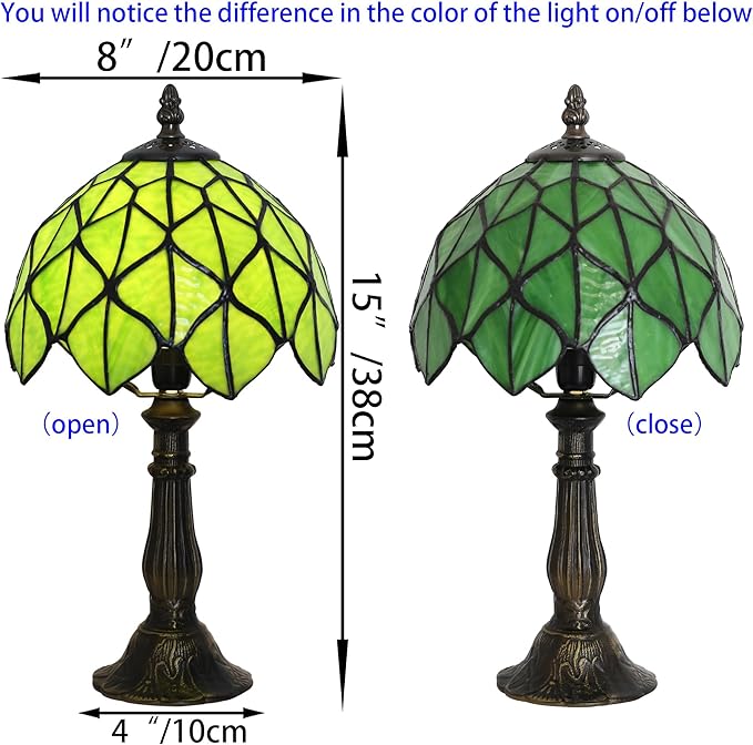 Tiffany lamp 8-inch Small Vintage-Style Stained Glass Table lamp mini Desktop Decorative Night Light Reading lamp for Bedroom Bedside and Study