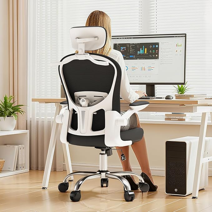 TLLMOON-6066 Panda All-Around Micro-Adjustable Comfort Chair. Full Experience Ergonomic Learning Chair. Headrest, Backrest, Lumbar Support, Armrests, and Gas Bar. (White-Black)