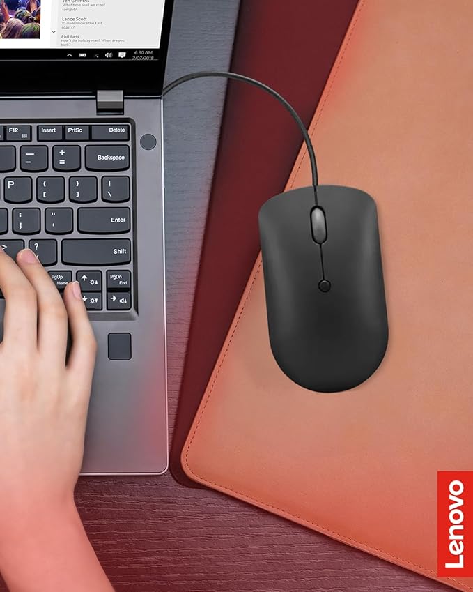 Lenovo 400 USB-C Compact Wired Mouse – Pocket Friendly Portable Mouse for Notebook or Large Computer Monitor, Black