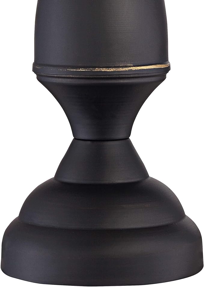 Regency Hill Ben Farmhouse Traditional Table Lamps 25" High Full Size Set of 2 Dark Bronze Brown Metal Beige Linen Drum Shade Decor for Living Room Bedroom House Bedside Nightstand Home Office