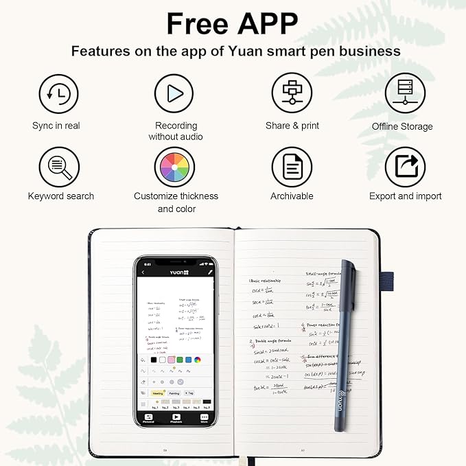 Smart Pen with Real Paper Notebook, Digital Pen for Note Taking, Smart Writing Set, Real-time Sync for Digitizing, Smart Notebook, 5 X 8inch, Navy, Storing,Sharing Paper Notes via APP for Android/IOS