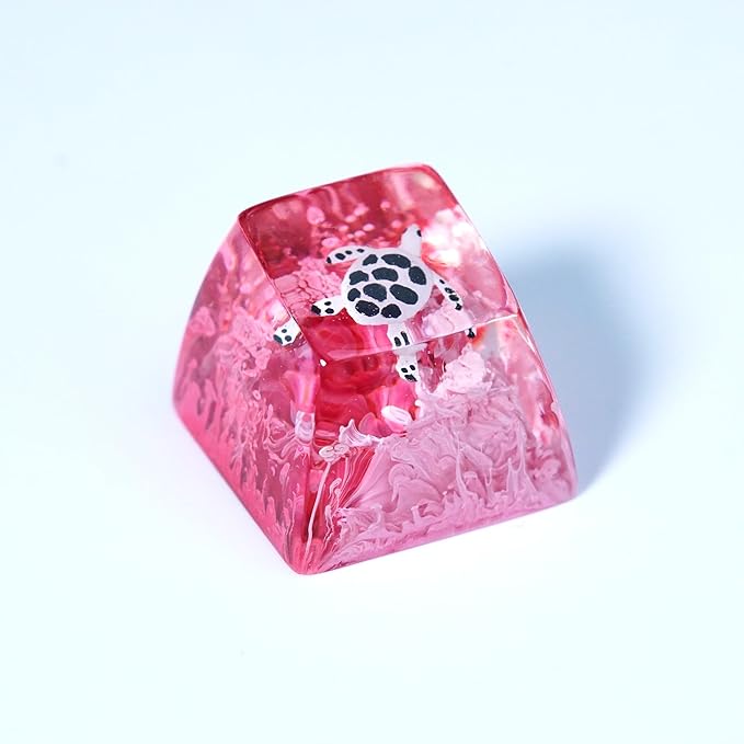 Sea Turtle Artisan Keycap Rose Red Ocean R1 SA Profile Custom Sea Creatures Keycaps 1U ESC Handmade Gaming Resin Key Cap Cherry MX Switch Compatible Mechanical Keyboard Turtle Lover Gift