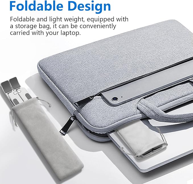 Laptop Stand for Desk, Aluminum Metal MacBook Stand,Computer Riser for Desk, Portable Foldable Adjustable Notebook Holder, Compatible with 10-15.6 Inch Laptops, iPad, Silver.
