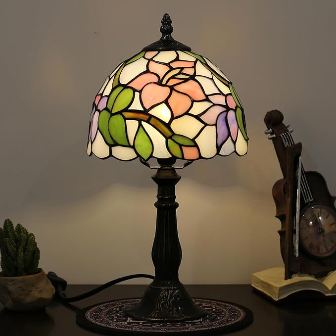 Tiffany lamp 8-inch Small Stained Glass Table lamp mini Desktop Decorative Ornament Night Light in a Home Retro Style a Bedside Reading lamp for The Bedroom in a Home Retro Style