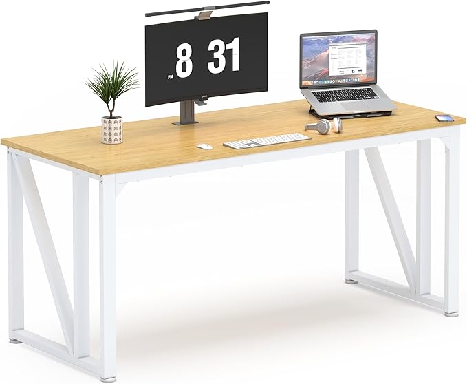 NSdirect Computer Desk 62.2×22.8 Inch Gaming Desk with Deeper & Thicker Desktop, Office Desk Work Desk for Home Office, Natural