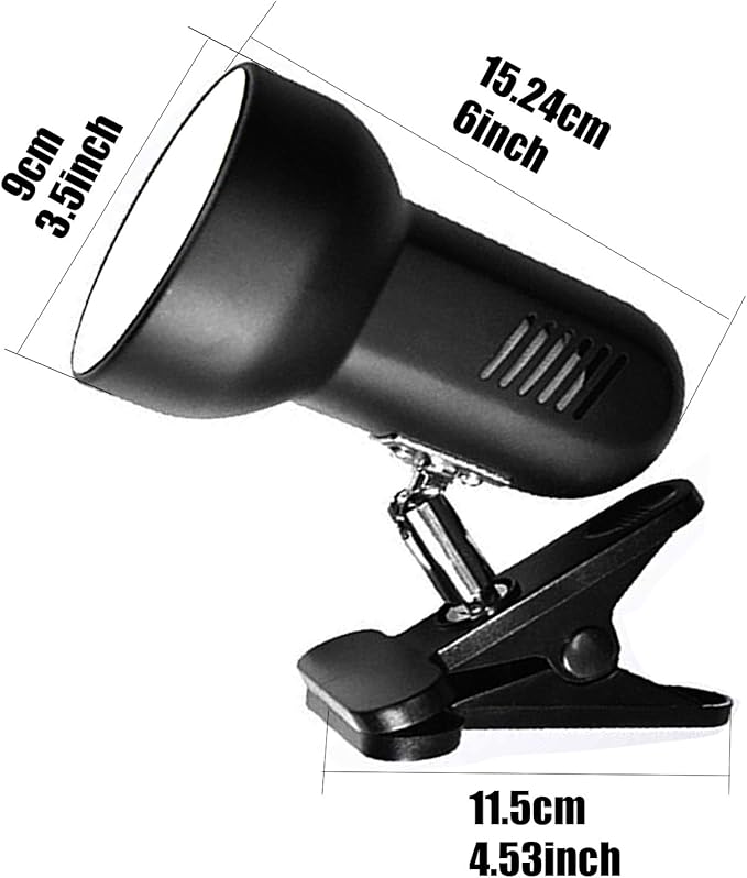Sun-Rising Rong&LAN Desk lamp,360° Rotation Clip on Lamp Portable Book Reading Light,Clamp on Desk/Table/Bunk Bed/Cupboard Home Lighting, (Seven Colors for Your Choice) Black