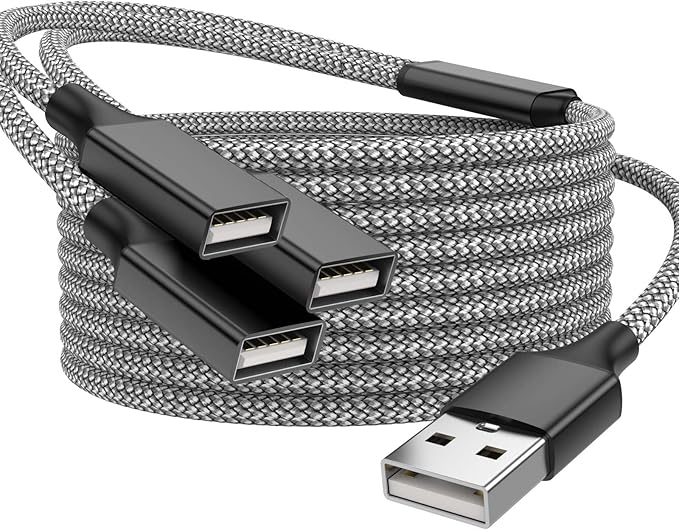 USB Splitter, 3.3FT USB A Male to 3 Female Extension Cable, USB Splitter 1 in 3 Out Support Charging and Data Transfer for Printer/Keyboard/Flash Drive/PlayStation/Laptop/LED Etc(Black)