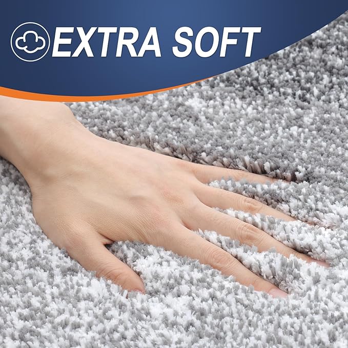 OLANLY Luxury Toilet Rugs U-Shaped 24x20, Extra Soft and Absorbent Microfiber Bathroom Rugs, Non-Slip Plush Shaggy Bath Mat, Machine Wash Dry, Contour Bathroom Mats for Toilet Base, Grey