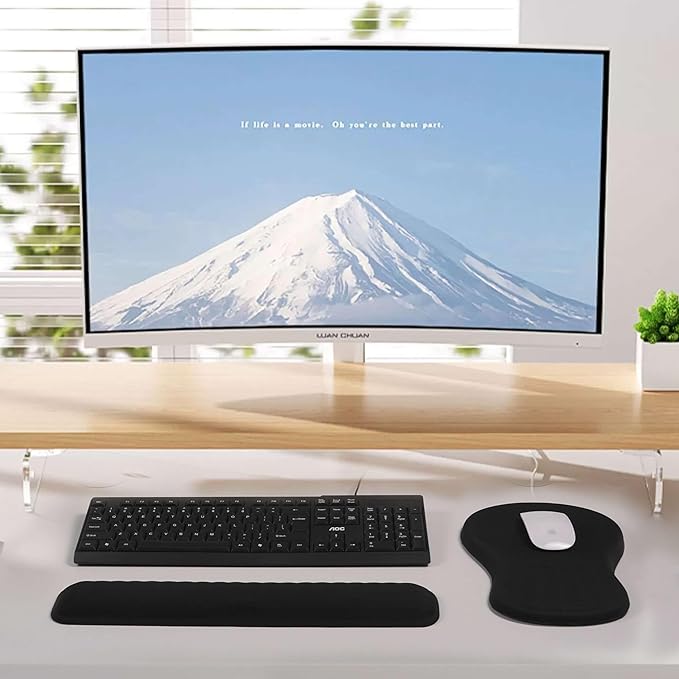 MEKASS Ergonomic Mouse Pad and Keyboard Wrist Rest Set, Super Soft Memory Foam Desk Wrist Support for Computer Keyboard, Non-Slip Arm Palm Rests Cushion for Typing Gaming Office (Blue Sun and Moon)