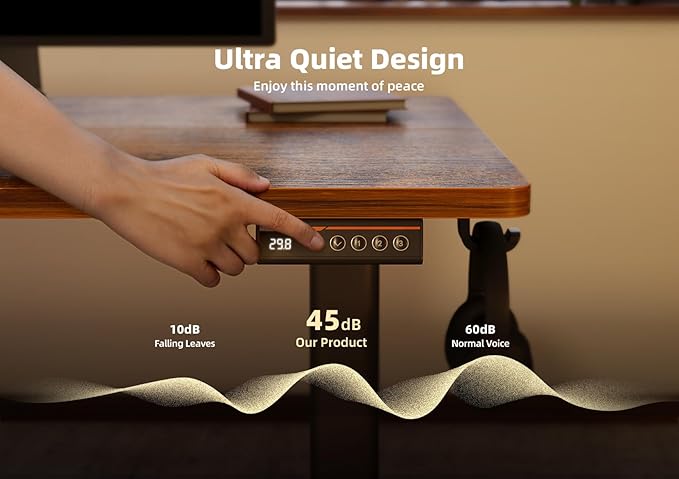 YDN Standing Desk, Electric Adjustable Height Stand up Desk, 63x24 Inches Sit Stand Home Office Desk with Splice Board, Rustic Brown Top